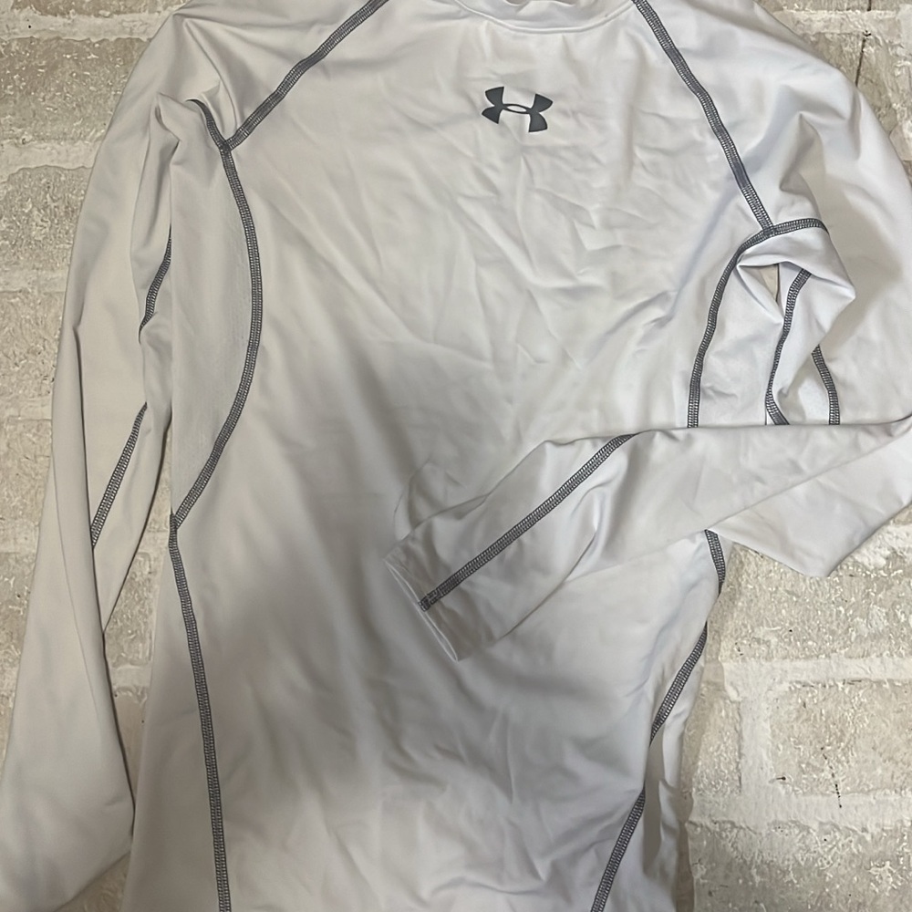 Under Armour White Compression Shirt with Gray Trim